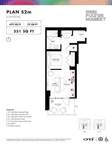 Floor plan for studio, 1 bath, 479 sqft